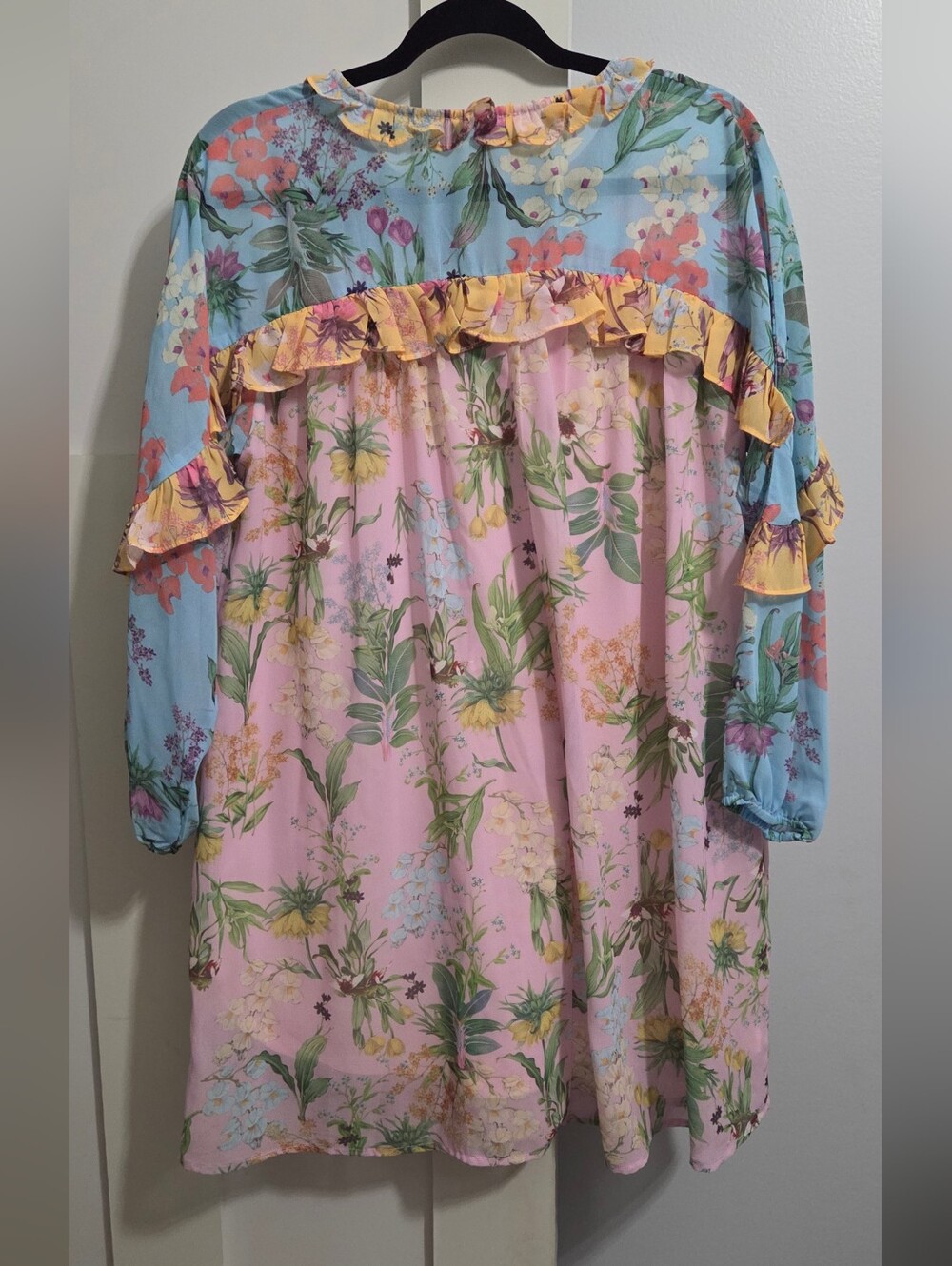 Umgee Pink & Blue Floral Ruffle Dress - Picture 7 of 7